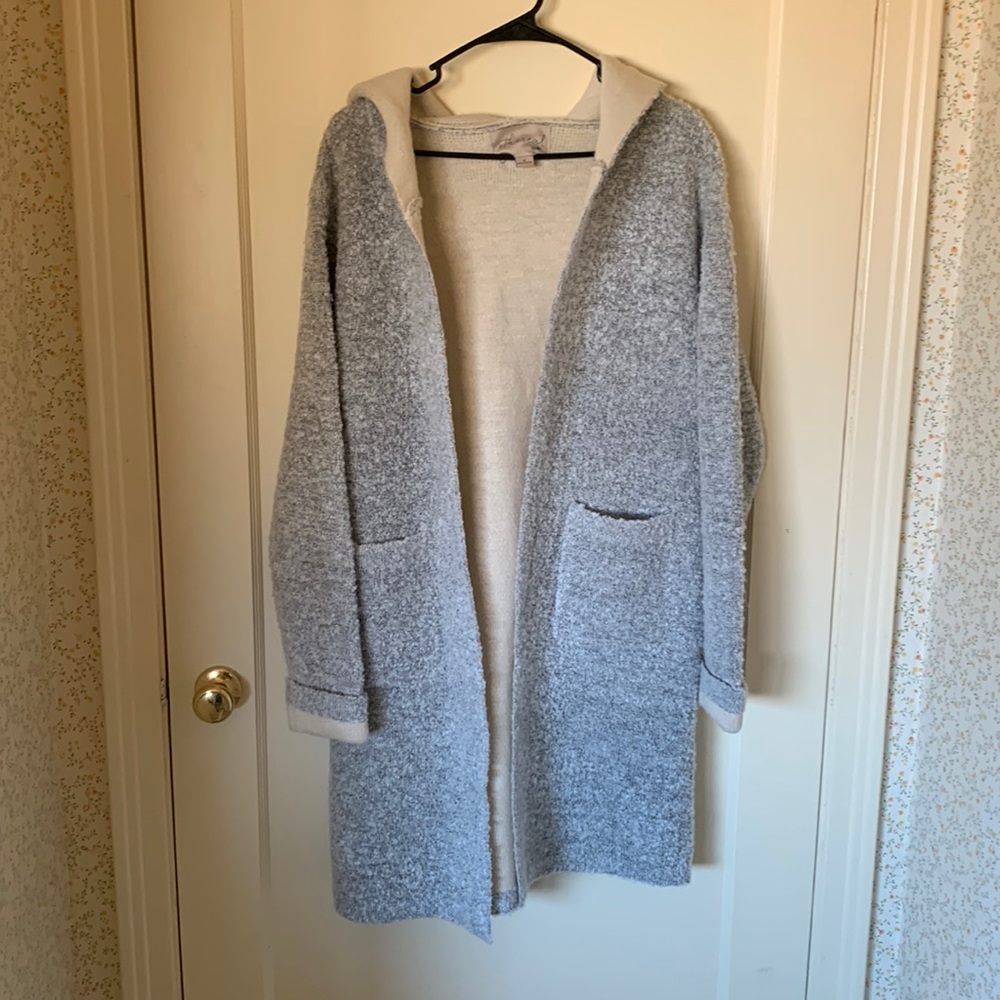 Ethereal hooded thigh length cardigan. Size M. Thick and warm.